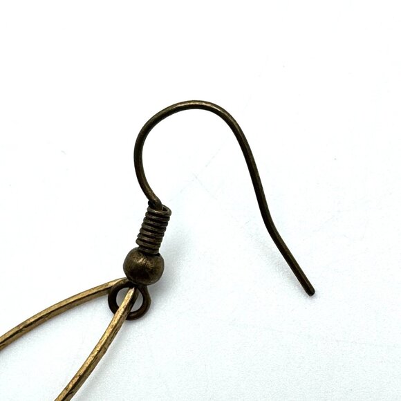 Handmade Green Gemstone & Bronze Dangle Earrings With Crystal Beads - Picture 6 of 7